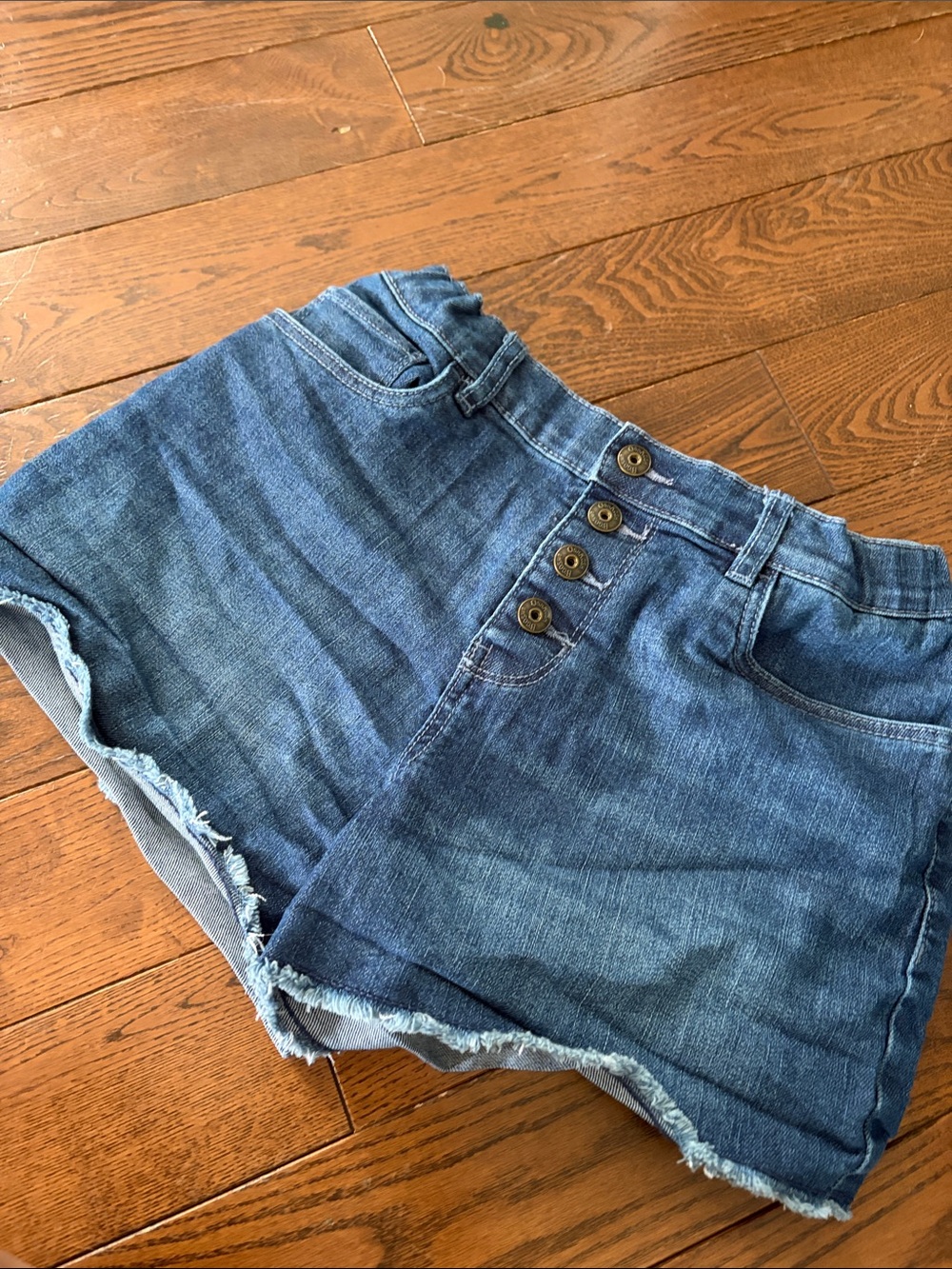 🔥 3/$25 - High-Waist Blue Denim Girl’s Shorts with Button Front